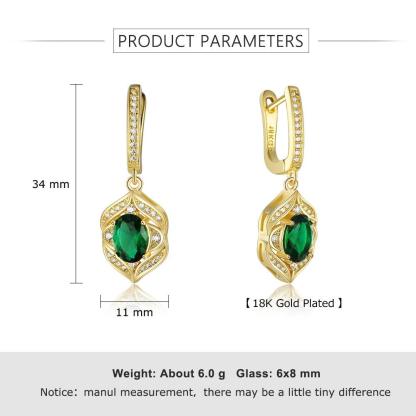 Trendy Green Cubic Zirconia Dangle Drop Earrings. Classic Jewelry for Women - Personalized Jewel