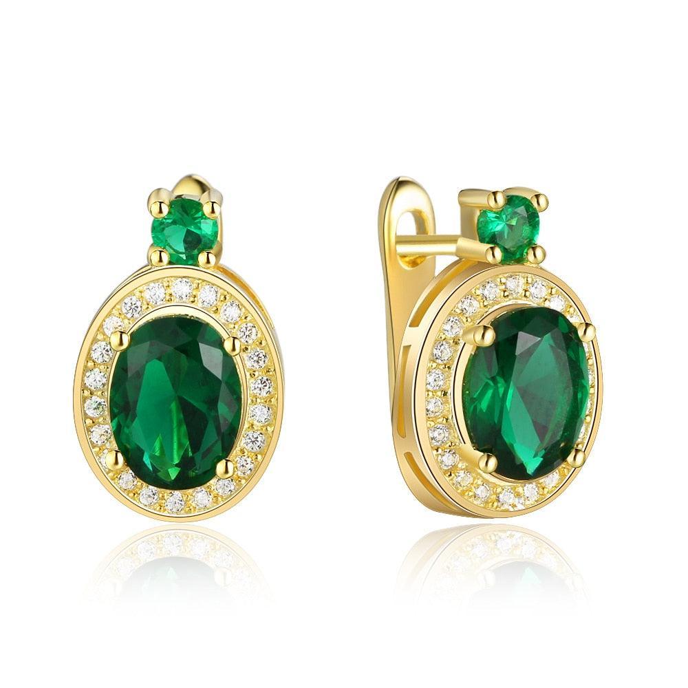 Trendy Hoop Earrings with Copper Gold & Green Cubic Zirconia, Party Fashion Jewelry for Women - Personalized Jewel