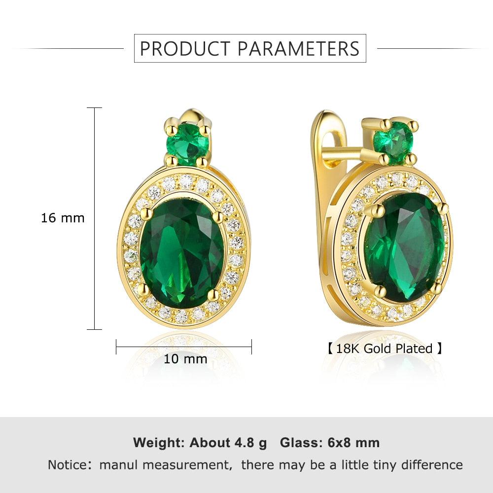 Trendy Hoop Earrings with Copper Gold & Green Cubic Zirconia, Party Fashion Jewelry for Women - Personalized Jewel