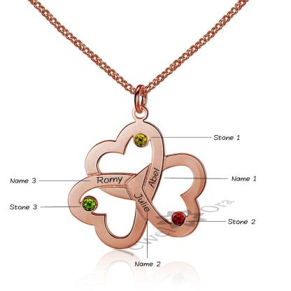 Trendy Personalized 925 Sterling Silver Birthstone Clover Necklace Name DIY Heart Necklaces & Pendants - Personalized Jewel