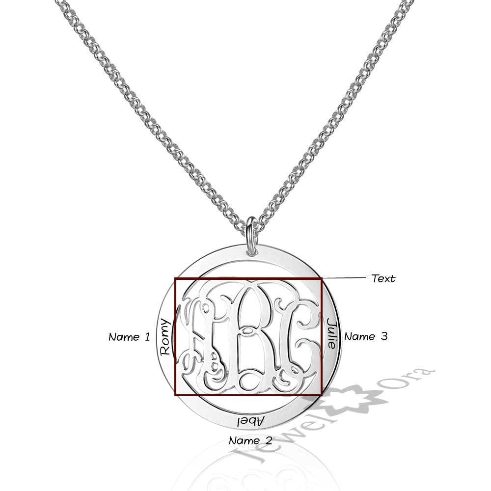Trendy Personalized 925 Sterling Silver Monogram Necklace Unique Names DIY Best Friend Gift With Box - Personalized Jewel
