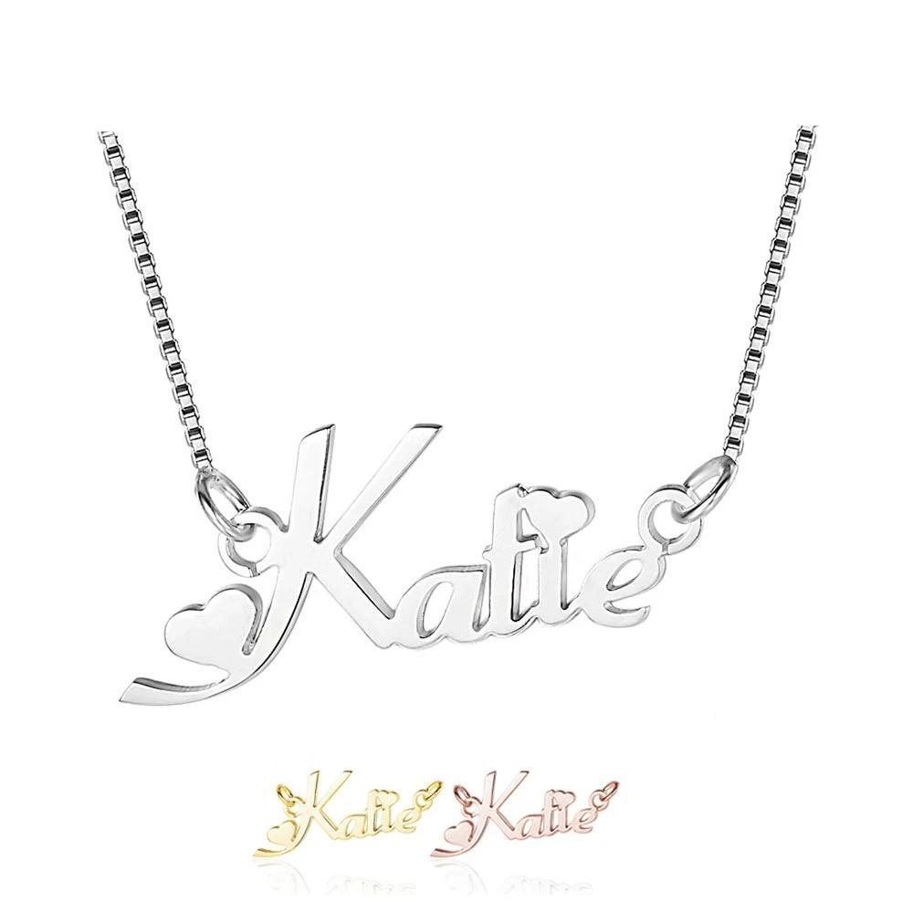 Trendy Personalized Women 925 Sterling Silver Necklace with Customized Russian Name Pendant, Gift for Girlfriend-Personalized Jewels