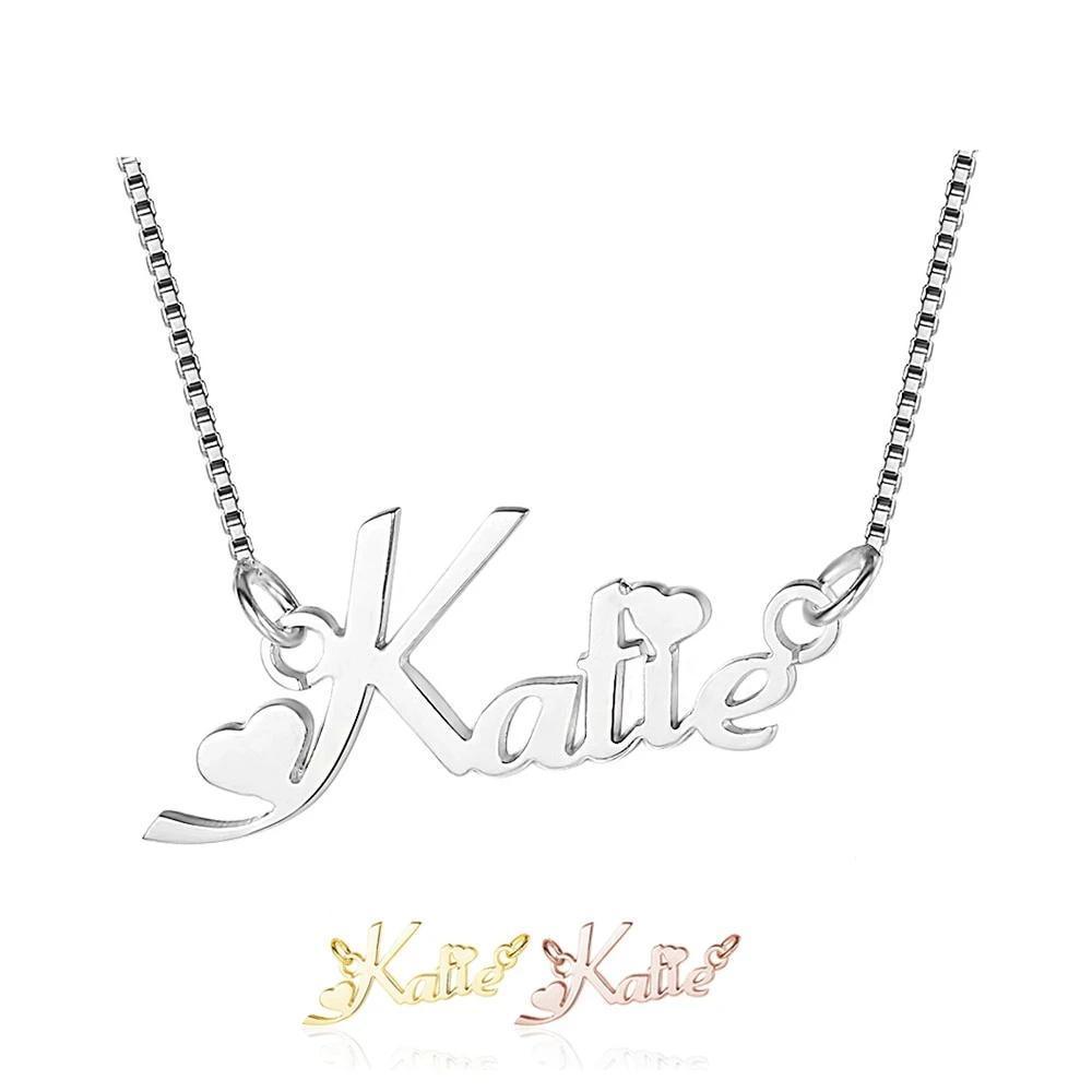 Trendy Personalized Women 925 Sterling Silver Necklace with Customized Russian Name Pendant, Gift for Girlfriend - Personalized Jewel