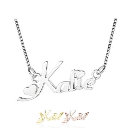 Trendy Personalized Women 925 Sterling Silver Necklace with Customized Russian Name Pendant, Gift for Girlfriend - Personalized Jewel