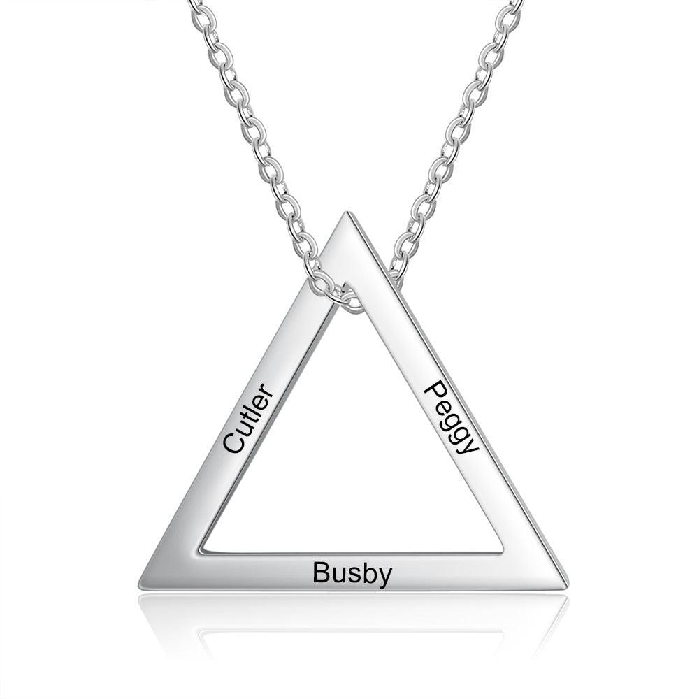 Triangle Jewellery of Power, 3- name Engraved Jewellery, Stainless-Steel Jewellery for Women, Trendy Necklace for Women - Personalized Jewel