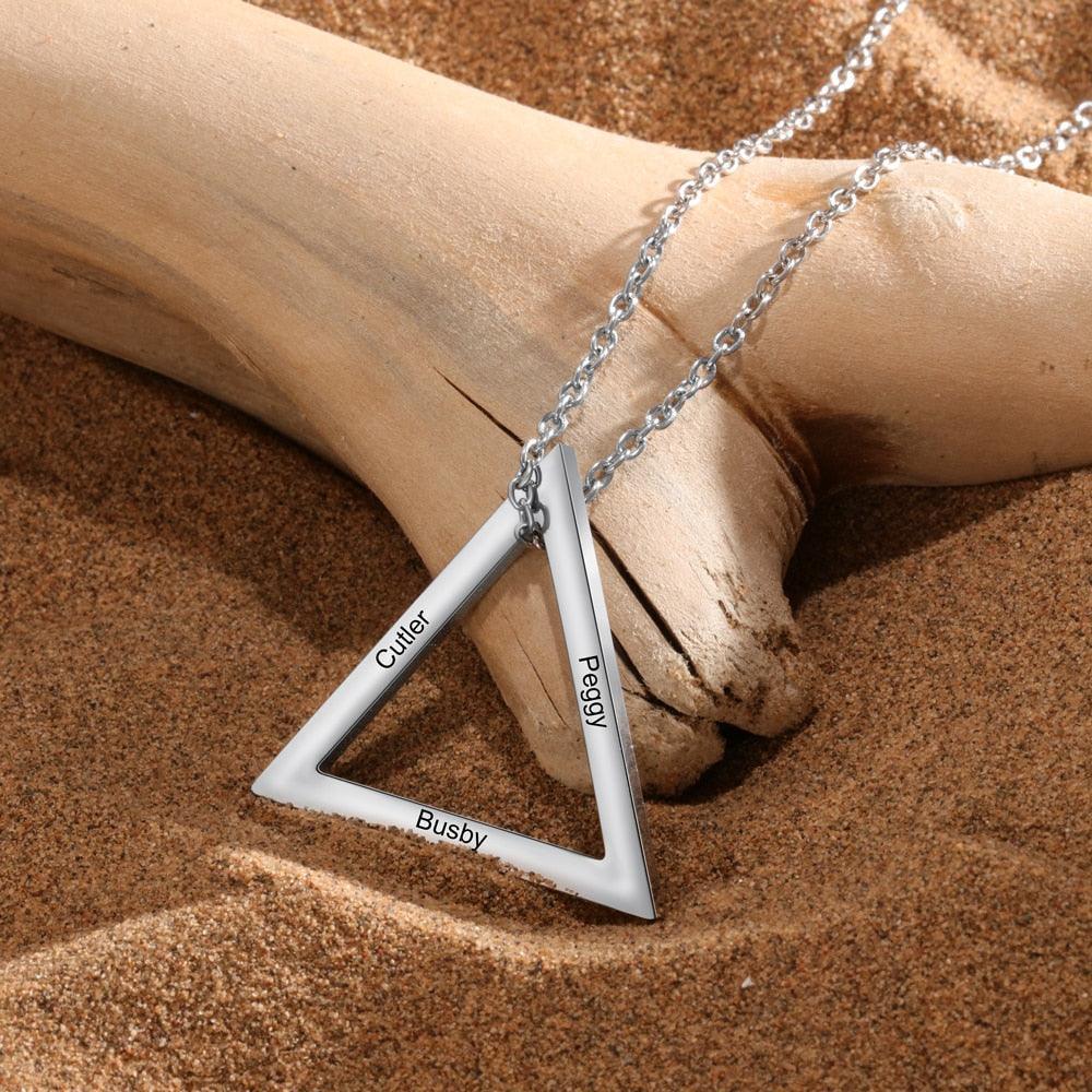 Triangle Jewellery of Power, 3- name Engraved Jewellery, Stainless-Steel Jewellery for Women, Trendy Necklace for Women - Personalized Jewel