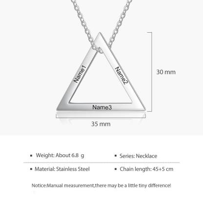 Triangle Jewellery of Power, 3- name Engraved Jewellery, Stainless-Steel Jewellery for Women, Trendy Necklace for Women - Personalized Jewel