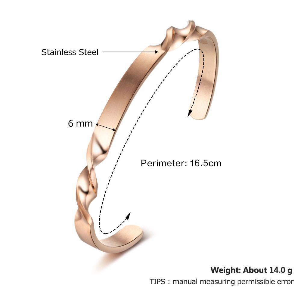 Twisting Shape Personalized Gift Engraved Name ID Bangle For Women Stainless Steel Bracelets & Bangles-Personalized Jewels