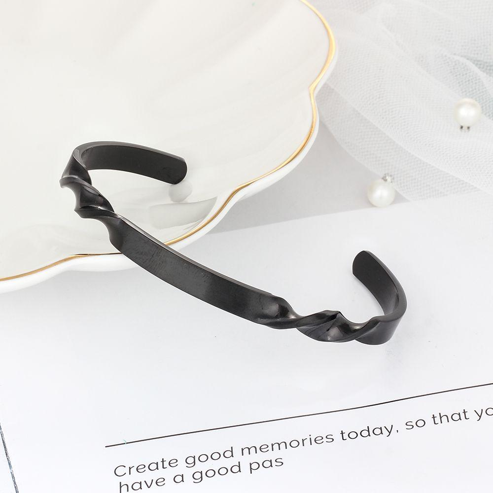 Twisting Shape Personalized Gift Engraved Name ID Bangle For Women Stainless Steel Bracelets & Bangles-Personalized Jewels