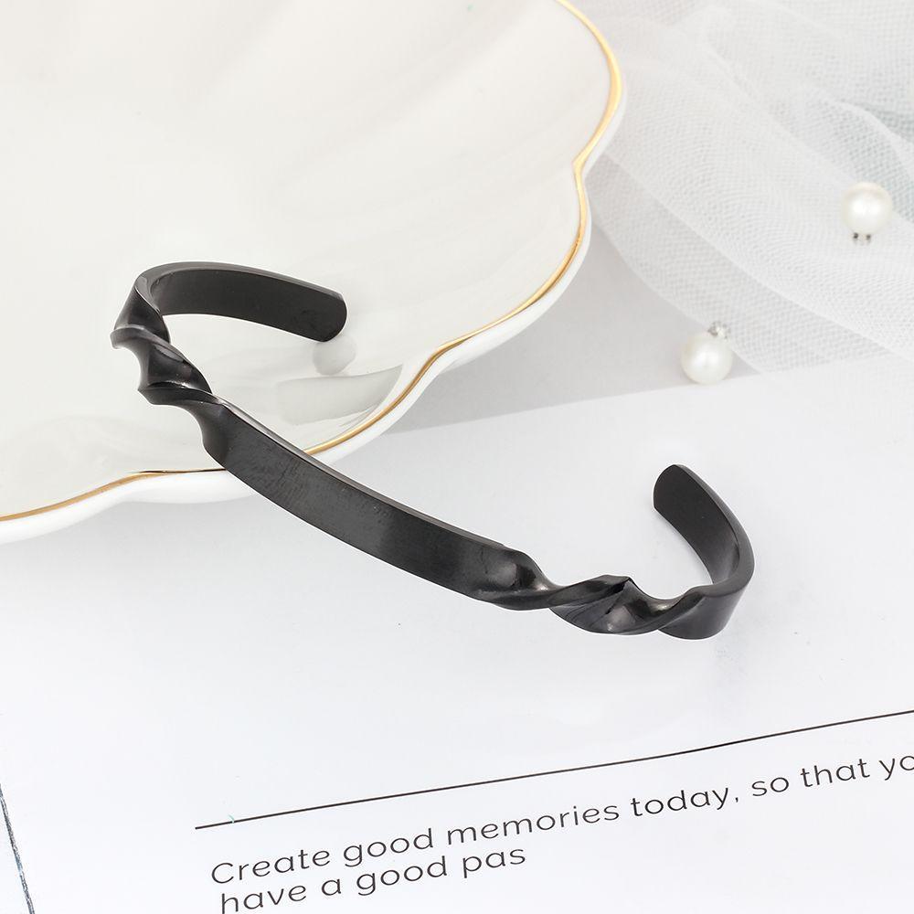 Twisting Shape Personalized Gift Engraved Name ID Bangle For Women Stainless Steel Bracelets & Bangles-Personalized Jewels