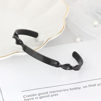 Twisting Shape Personalized Gift Engraved Name ID Bangle For Women Stainless Steel Bracelets & Bangles-Personalized Jewels