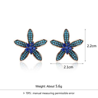 Unique 925 Silver Lilac Flower Stud Earrings with Blue Cubic Zirconia Stones, Fashion Jewelry Ear Stud, Best Gift Option for Women - Personalized Jewel