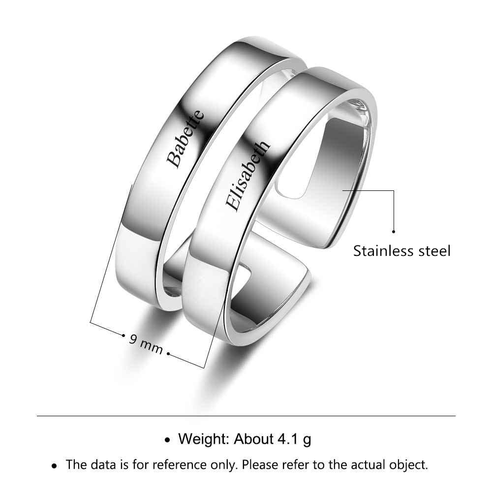 Unisex Personalized Cute Couple Ring, Engrave Two Custom Names, Jewelry Gift for Couples, BFF, & Siblings - Personalized Jewel