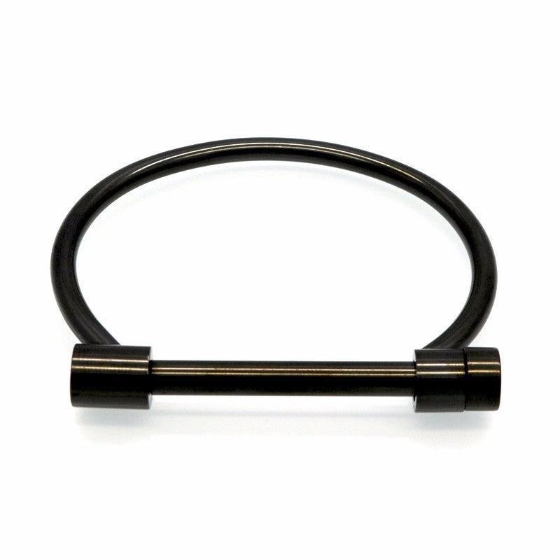 Unisex Shackle Screw Cuff Bangles for Women Punk Black Gun Rose Gold Color 316L Stainless Steel Bracelet - Personalized Jewel