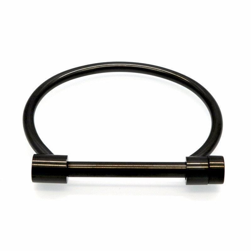 Unisex Shackle Screw Cuff Bangles for Women Punk Black Gun Rose Gold Color 316L Stainless Steel Bracelet - Personalized Jewel