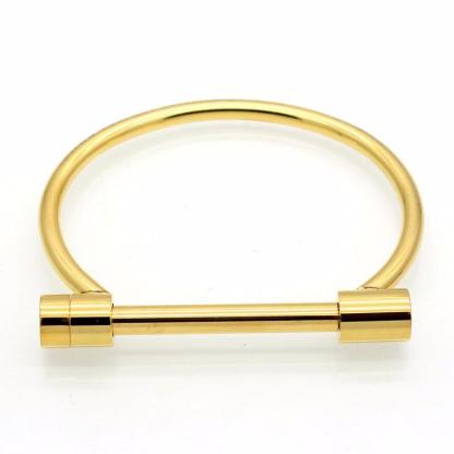 Unisex Shackle Screw Cuff Bangles for Women Punk Black Gun Rose Gold Color 316L Stainless Steel Bracelet - Personalized Jewel