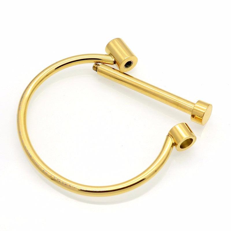 Unisex Shackle Screw Cuff Bangles for Women Punk Black Gun Rose Gold Color 316L Stainless Steel Bracelet - Personalized Jewel
