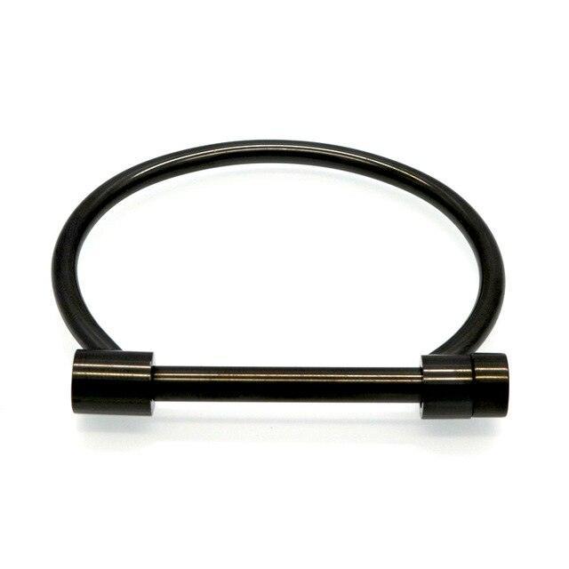 Unisex Shackle Screw Cuff Bangles for Women Punk Black Gun Rose Gold Color 316L Stainless Steel Bracelet - Personalized Jewel