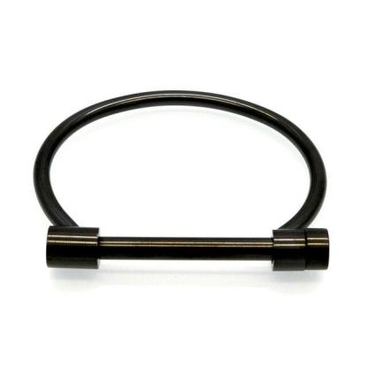 Unisex Shackle Screw Cuff Bangles for Women Punk Black Gun Rose Gold Color 316L Stainless Steel Bracelet - Personalized Jewel