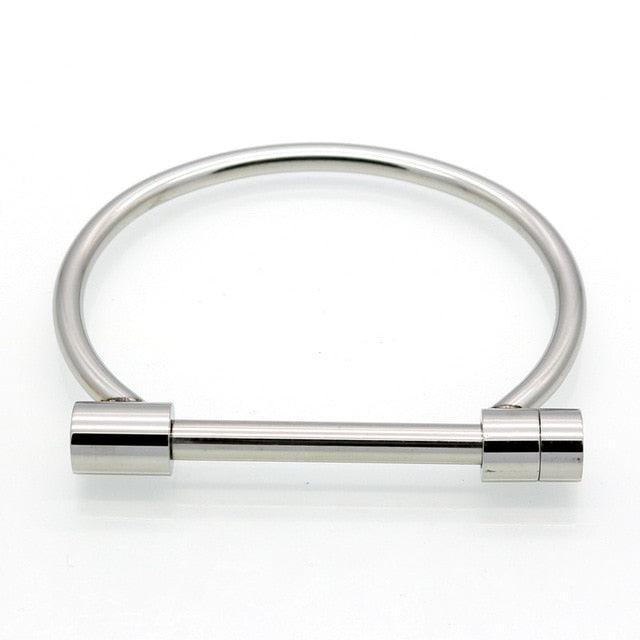 Unisex Shackle Screw Cuff Bangles for Women Punk Black Gun Rose Gold Color 316L Stainless Steel Bracelet - Personalized Jewel