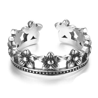 Vintage 925 Sterling Silver Flowers Shape Ring For Women, Adjustable Ring Jewelry - Personalized Jewel