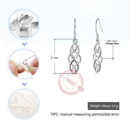Vintage Hollow Pattern 100% 925 Sterling Silver Drop Earrings For Women Fashion Style Jewelry Gift For Girls - Personalized Jewel
