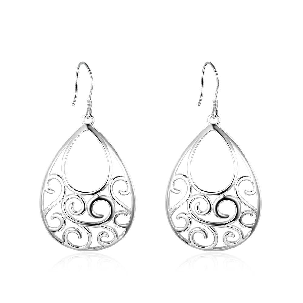 Water Drop Hook Earrings - 925 Sterling Silver Earring - Water Shape Design For Women - Geometric Drop Hoop Earring-Personalized Jewels