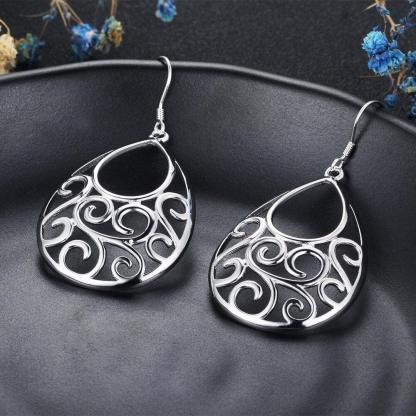 Water Drop Hook Earrings - 925 Sterling Silver Earring - Water Shape Design For Women - Geometric Drop Hoop Earring - Personalized Jewel