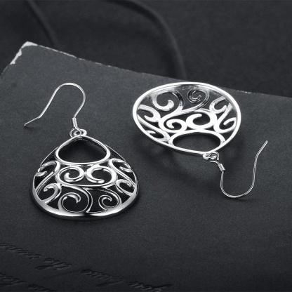 Water Drop Hook Earrings - 925 Sterling Silver Earring - Water Shape Design For Women - Geometric Drop Hoop Earring - Personalized Jewel