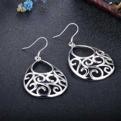 Water Drop Hook Earrings - 925 Sterling Silver Earring - Water Shape Design For Women - Geometric Drop Hoop Earring - Personalized Jewel