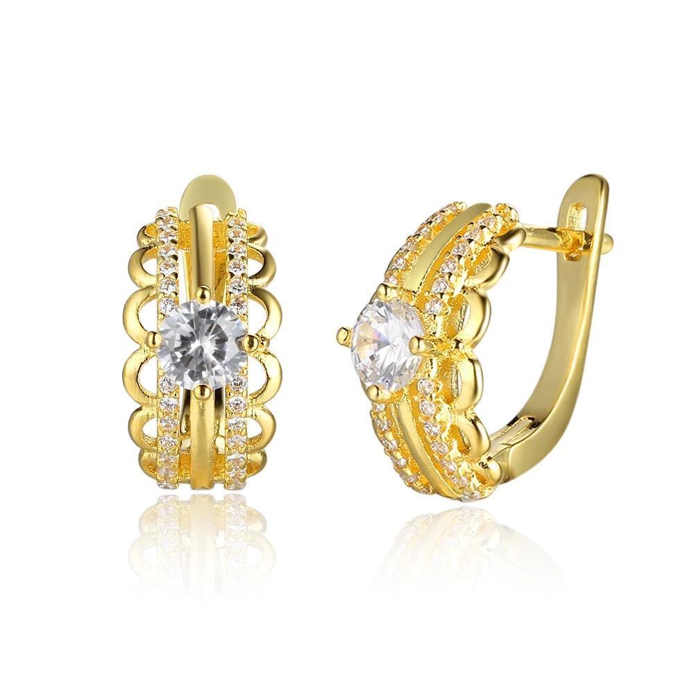 White Cubic Zirconia Gold Color Hoop Earring Fashion Party Jewelry Earrings For Women Gift For Her - Personalized Jewel