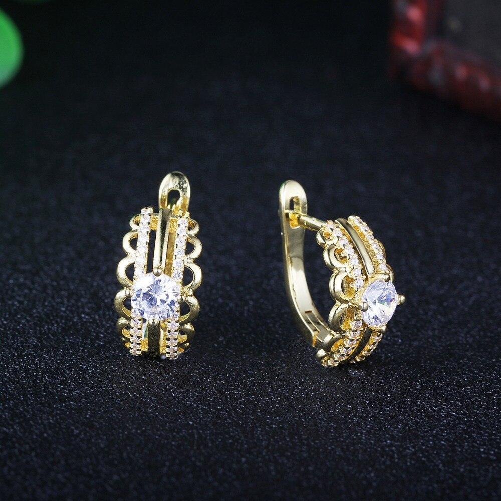 White Cubic Zirconia Gold Color Hoop Earring Fashion Party Jewelry Earrings For Women Gift For Her - Personalized Jewel