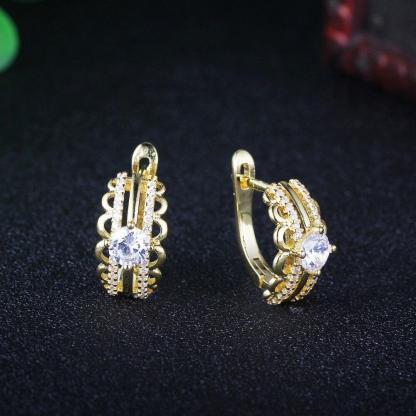 White Cubic Zirconia Gold Color Hoop Earring Fashion Party Jewelry Earrings For Women Gift For Her - Personalized Jewel