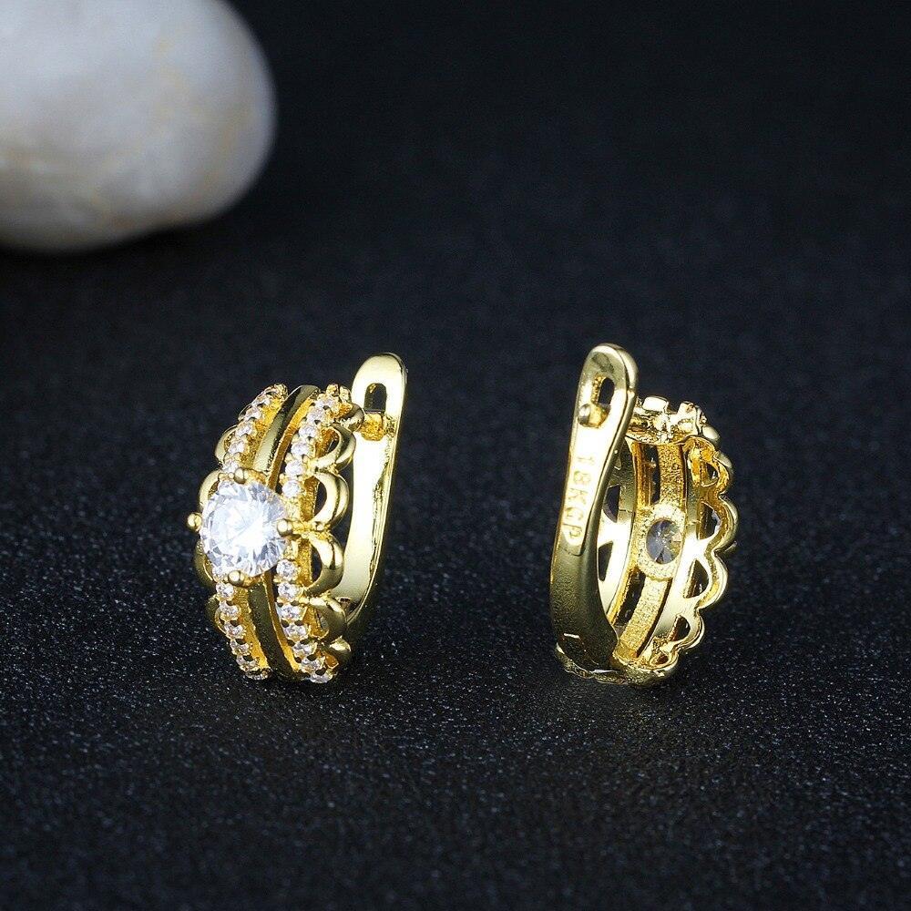 White Cubic Zirconia Gold Color Hoop Earring Fashion Party Jewelry Earrings For Women Gift For Her - Personalized Jewel