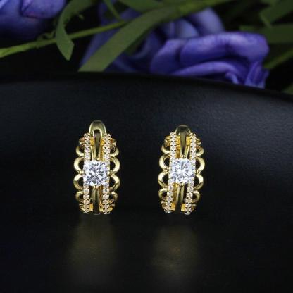White Cubic Zirconia Gold Color Hoop Earring Fashion Party Jewelry Earrings For Women Gift For Her - Personalized Jewel