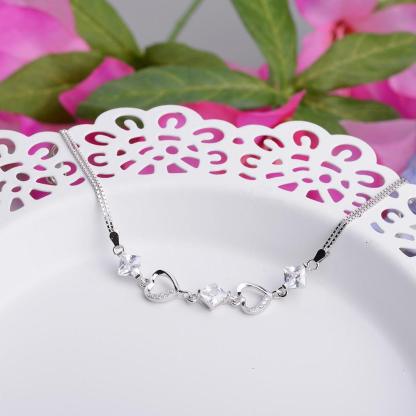 Women 925 Sterling Silver Bracelets with Rhombus Purple Cubic Zirconia, Best Gift Bracelet for Her - Personalized Jewel