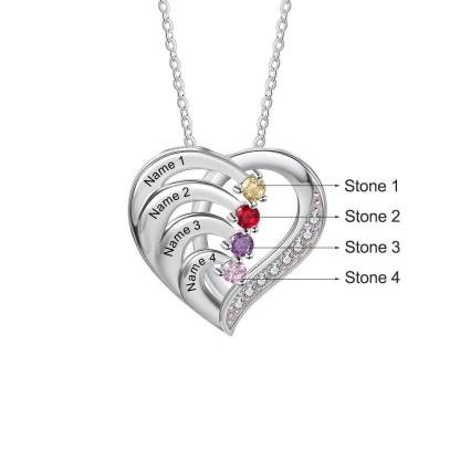 Women 925 Sterling Silver Cubic Zirconia 4 Birthstone & Custom Names - Into Love Sterling Silver Necklace - Fashion Jewelry Gifts for Women - Personalized Jewel