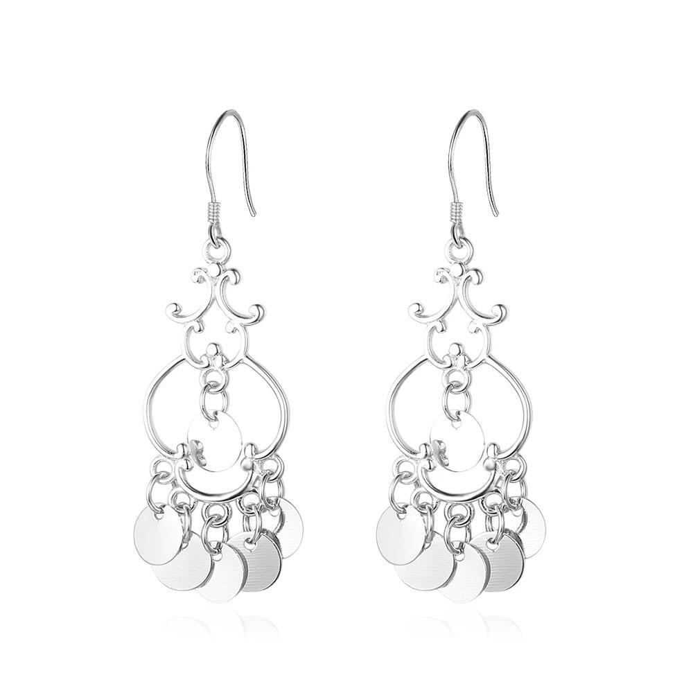 Women 925 Sterling Silver Ethnic Style Round Shaped Drop Earrings, Party Jewelry Accessories Gift for Her - Personalized Jewel