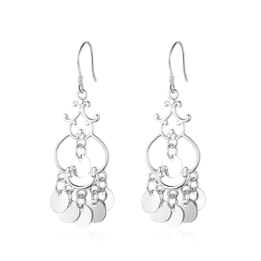 Women 925 Sterling Silver Ethnic Style Round Shaped Drop Earrings, Party Jewelry Accessories Gift for Her - Personalized Jewel