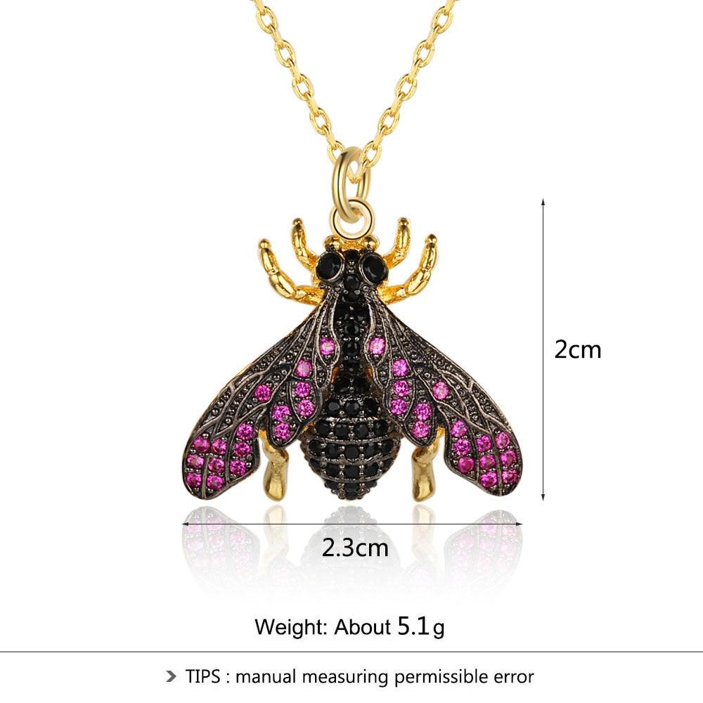 Women Fashion Gold Color Copper Necklace with Bee Shaped Pendant, Trendy Jewelry for Girls - Personalized Jewel
