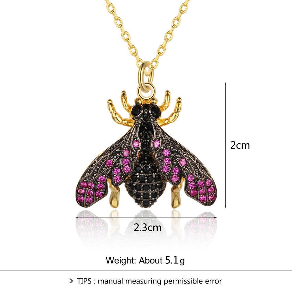 Women Fashion Gold Color Copper Necklace with Bee Shaped Pendant, Trendy Jewelry for Girls - Personalized Jewel