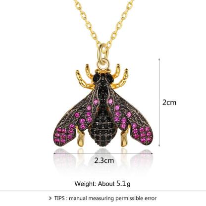 Women Fashion Gold Color Copper Necklace with Bee Shaped Pendant, Trendy Jewelry for Girls - Personalized Jewel