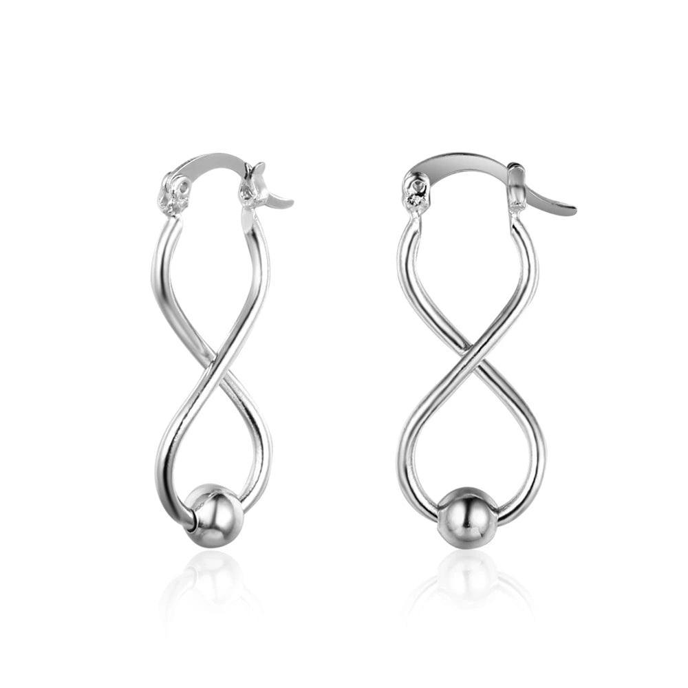 Women Fashion Jewelry - Infinity Love Shape with Sliding Bead Hoop Earrings - Rhodium Plated - Gifts for her - Personalized Jewel