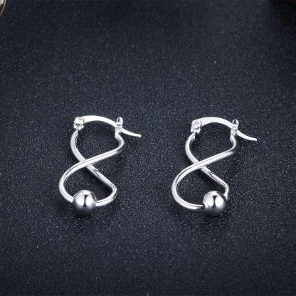 Women Fashion Jewelry - Infinity Love Shape with Sliding Bead Hoop Earrings - Rhodium Plated - Gifts for her - Personalized Jewel
