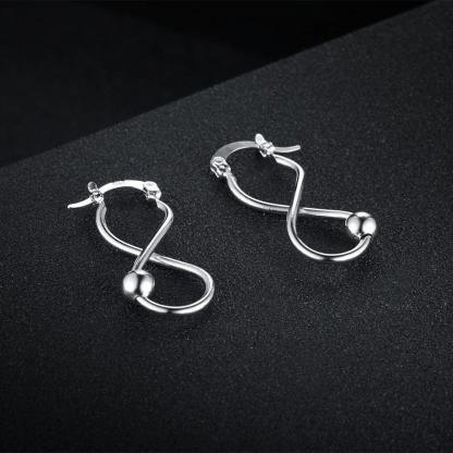 Women Fashion Jewelry - Infinity Love Shape with Sliding Bead Hoop Earrings - Rhodium Plated - Gifts for her - Personalized Jewel