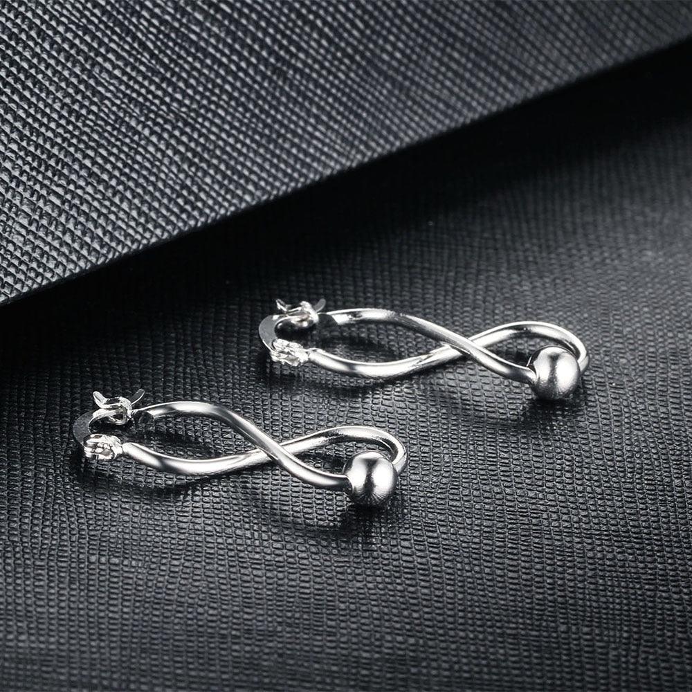 Women Fashion Jewelry - Infinity Love Shape with Sliding Bead Hoop Earrings - Rhodium Plated - Gifts for her - Personalized Jewel