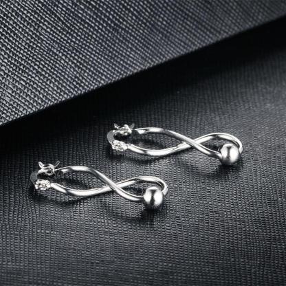 Women Fashion Jewelry - Infinity Love Shape with Sliding Bead Hoop Earrings - Rhodium Plated - Gifts for her - Personalized Jewel