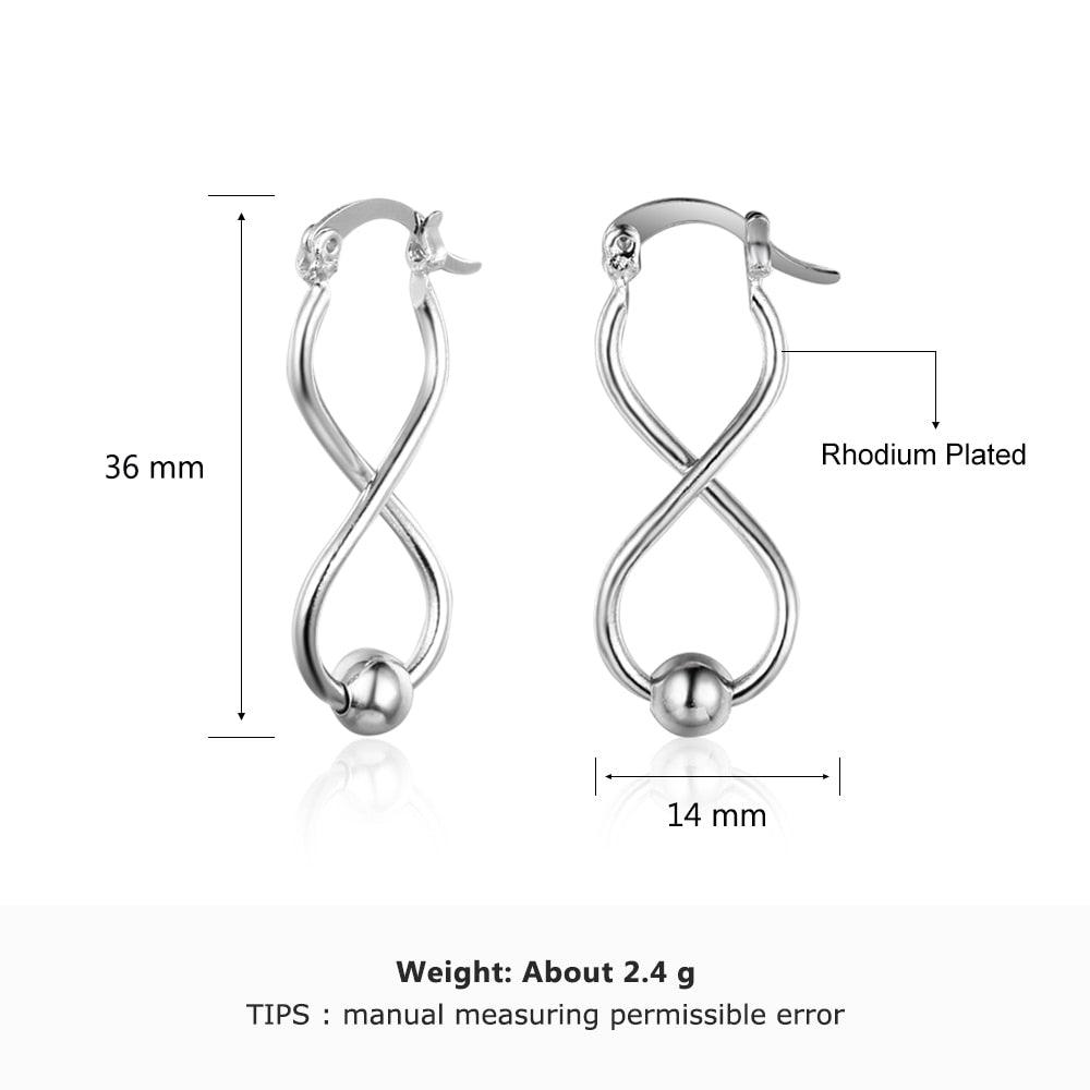 Women Fashion Jewelry - Infinity Love Shape with Sliding Bead Hoop Earrings - Rhodium Plated - Gifts for her - Personalized Jewel