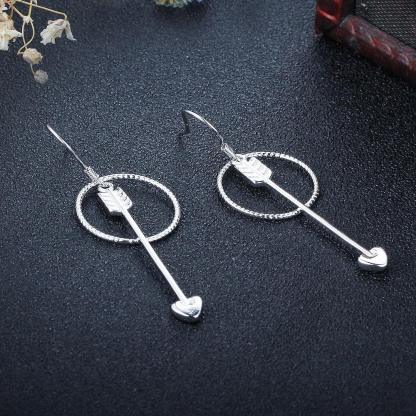 Women’s 925 Sterling Silver Drop Earrings, Arrow Shape with Big Circle, Female Jewelry for Party - Personalized Jewel