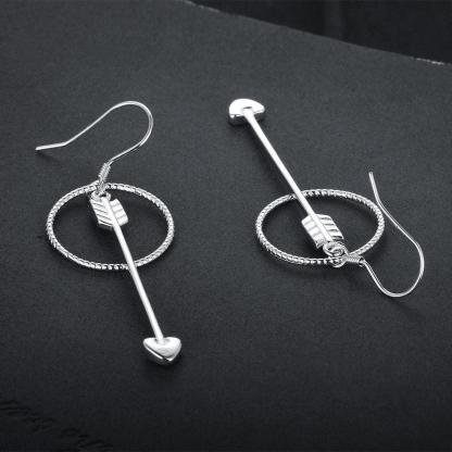 Women’s 925 Sterling Silver Drop Earrings, Arrow Shape with Big Circle, Female Jewelry for Party - Personalized Jewel